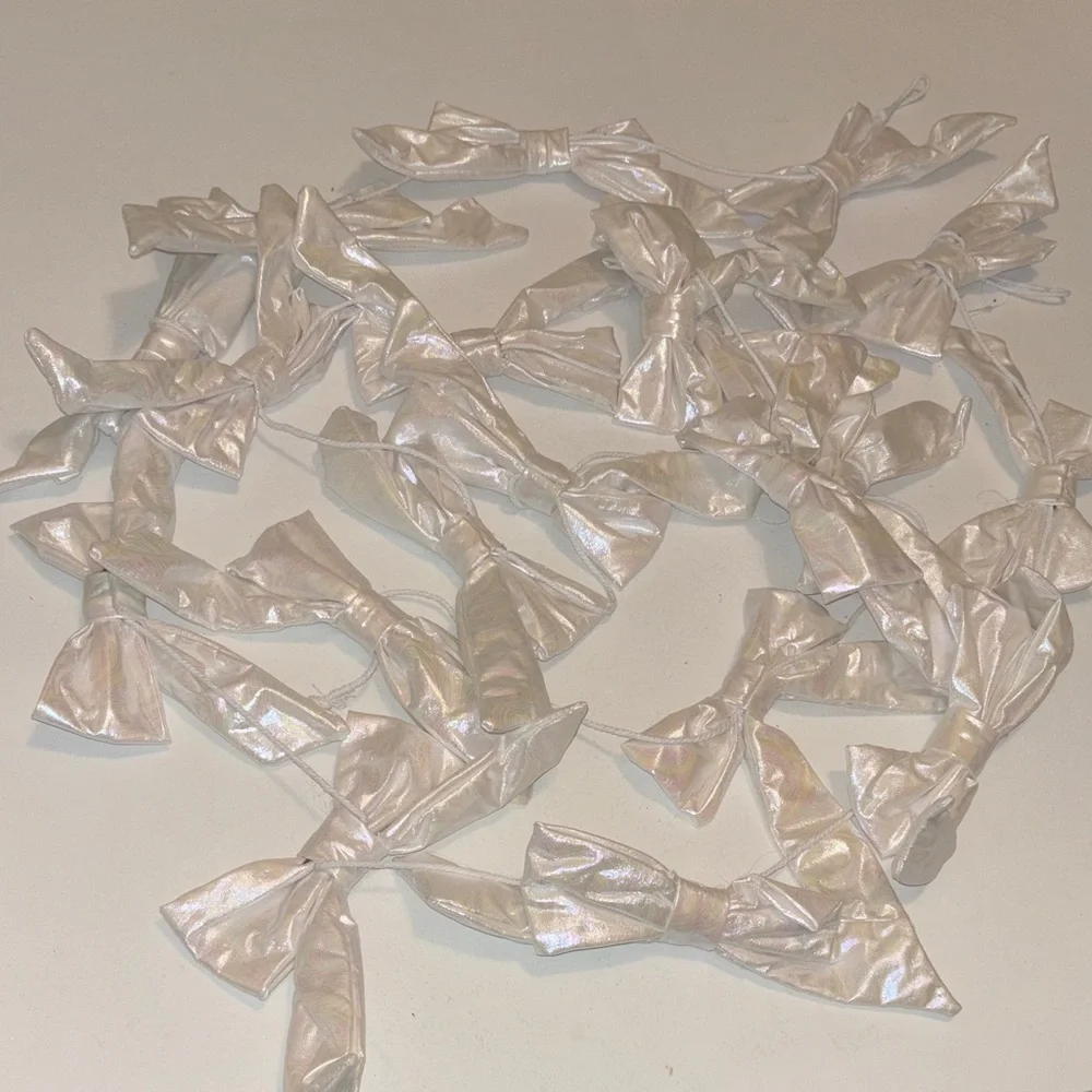 Iridescent Bow Garland Set of 2  White Pearly Garland Girlhoodcore Bow Garland